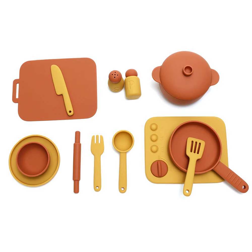 13 pcs set silicone cooking play Set Toy Pretend Play kitchen tool Play Game Early Educational Toys for Toddlers Kids Gifts C250922