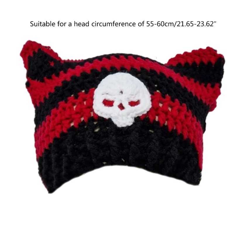 Gothic Beanie Teens Y2K Skl Knitting Hat Cool Girl dr Hat Dropsing Y250920