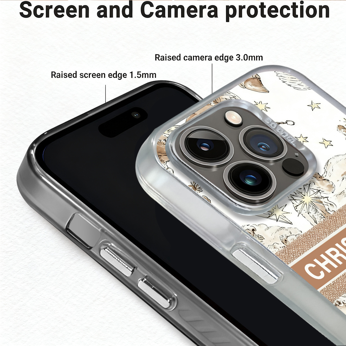 Luxury Designer Phone Case with "CHRISTIAN DLOR" & Mythical Starry Pattern for iPhone 11/12/13/14/15/16 Pro MAX, Premium Protective Cover