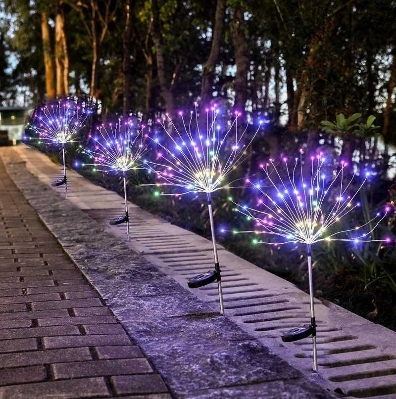 Solar Powered Outdoor Grass Globe Dandelion Lamp 90120150 LED For Garden Lawn Landscape Lamp Holiday Light C250922