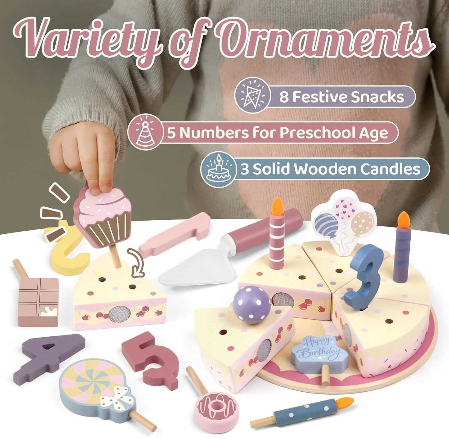 Wooden Kids Kitchen Toys Simulation Birthday Cake Toy Pretend Play Cutting Food Game Children Role Play Toy Gifts for Boy Girl C250922