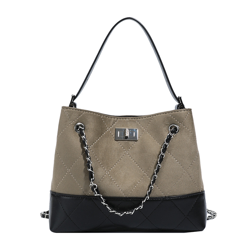 Designer bag hot free shipping vintage commuting bucket bag new women's large capacity fashion and trendy casual shoulder bag khaki grey