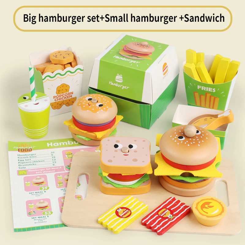 Kids Kitchen Playset Sim Burger Fries Restaurant Order Food Games Hamburger Sand Stacking Cooking Parent Child Games C250922