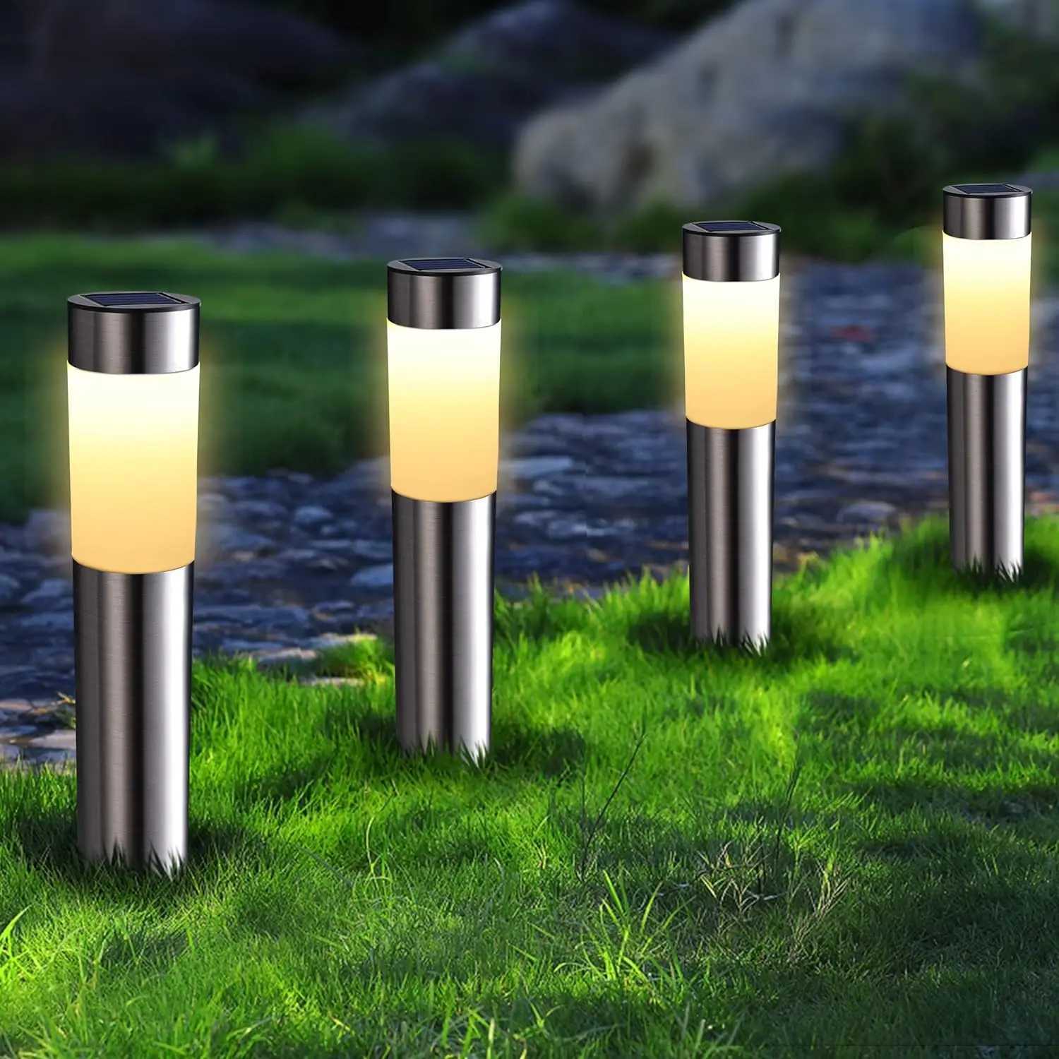 12468 Pack Solar Garden Pathway Lights Outdoor Waterproof LED Lighting Ground Plug Bollard Light for Patio Garden Lawn Yard C250922