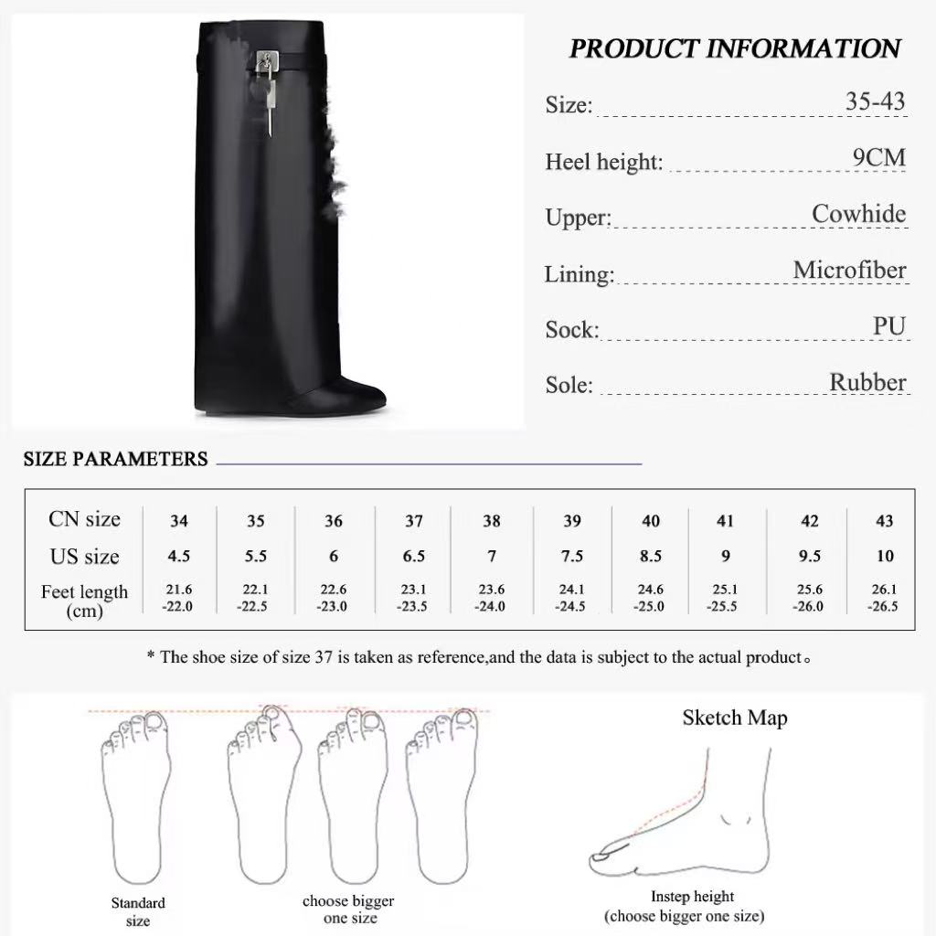 shark boots Shark High Boot New Chunky Pant Designer Women Long Autumn Winter Heel Fashion Western Knight Slip On Boots Over The Knee 35-43