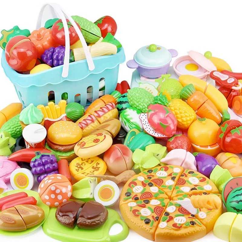 Kitchen Play House Toy Set Simulation Basket Fruit Vegetable Food Cutting Game Educational Kids Montessori Learning Girls Toy C250922