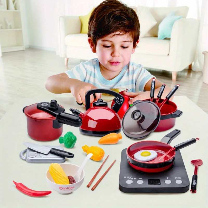 Cooking Set for Children Play House Simulation Kitchen Tableware Induction Cooker Toys Interactive Boy and Girl Birthday Gift C250922