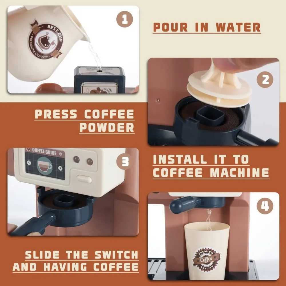 Coffee Machine Set Kitchen Toys Simulation Food Bread Pretend Play Shopping Cash Register For Kids C250922