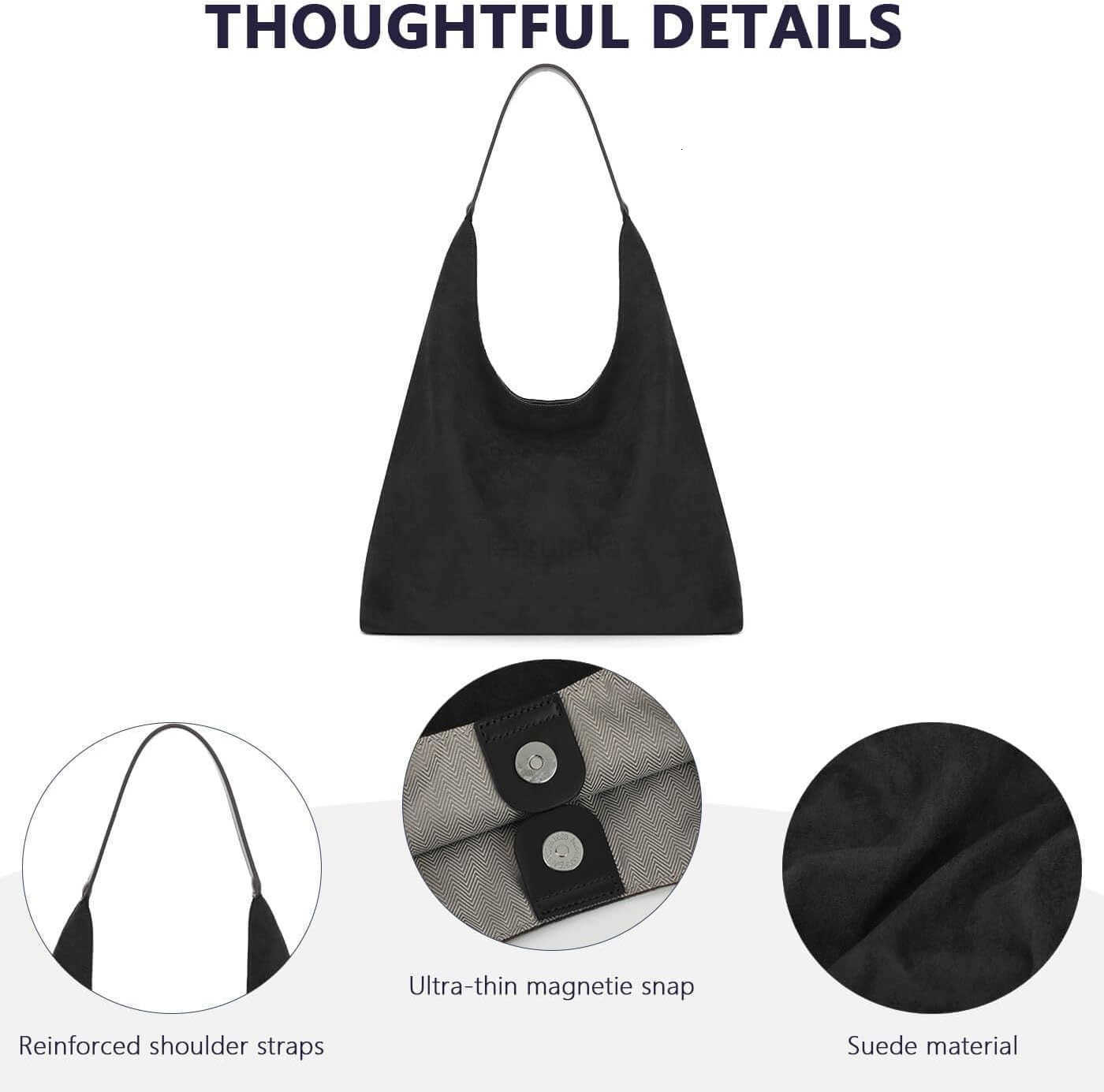 Suede Tote Bag for Women Super Soft Slouchy Large Capacity Work Handbags Vintage Brown Suede Bags Z250922