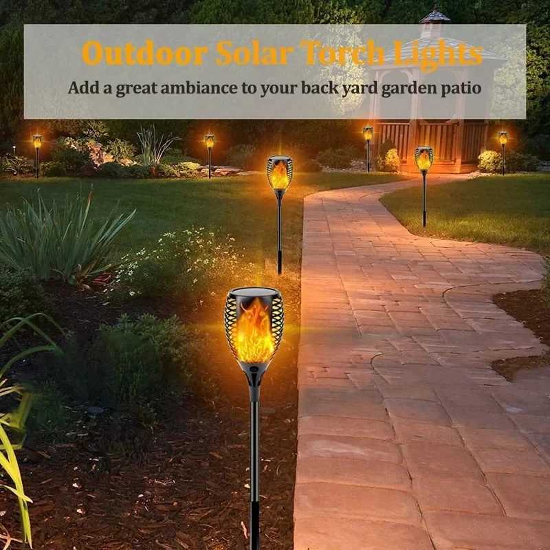 96 LED Outdoor Solar Torch Lights Waterproof Garden Patio Flickering Dancing Flame Lamp Lawn Lighting C2509221