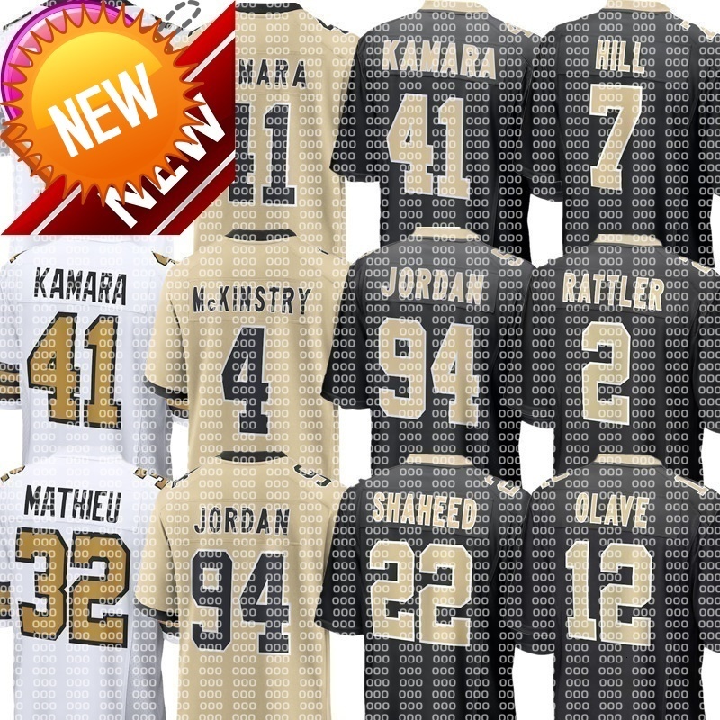 Kelvin Banks Jr Derek Carr Alvin Kamara Paulson Adebo Blake Grupe Tyrann Mathieu Foster Moreau Marshon Lattimore Young Spencer Rattler Football NFL Saints Jersey
