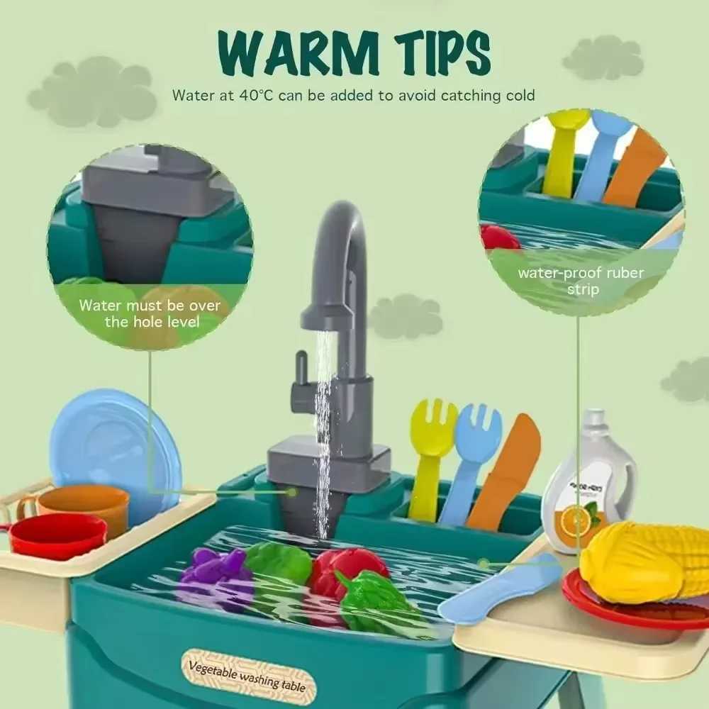 Childrens Play At Home Toys Early Education Kitchen Simulation Electric Dishwashing Table Water Outlet Vegetable Washing Toys C250922