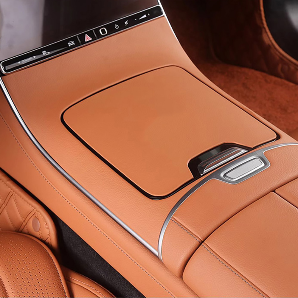 Car Center Console Leather Cover Gear Shift Panel Frame Protector Cover Trim For Mercedes Benz S Class W223 2021-2025 S450L S500 S580 AMG S560 Interio