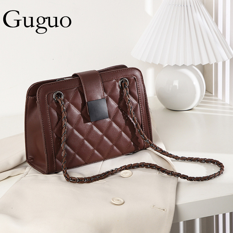 Guguo Designer Bag New Trendy This Year Popular Versatile Quilted Chain Shoulder Luxury Bag Bag For Women Large Capacity PU Minimalist Style Crossbody