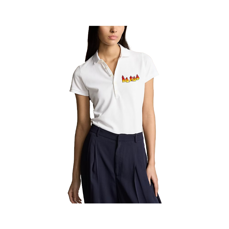 Pure White Cotton Polo Shirt for Women - Short-Sleeve Comfortable Fashion Design