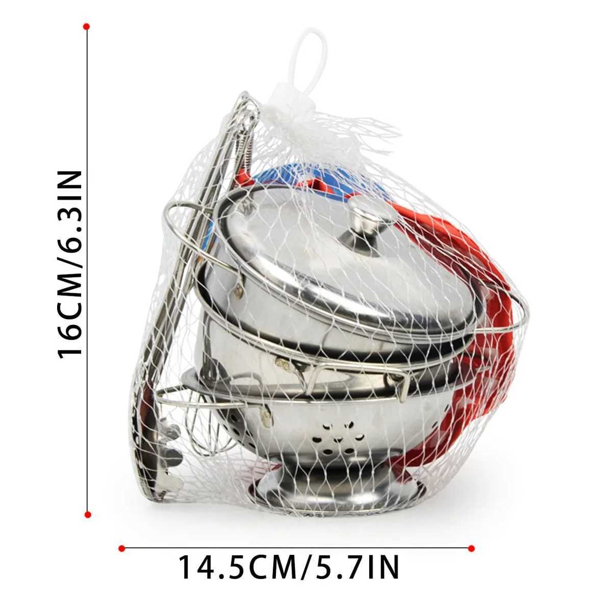 Mini StainlessSteel Kitchen Toys Play House Cooking Utensil Toys For Kids Cookware Pots Play Set Educational Kitchen Playset C250922