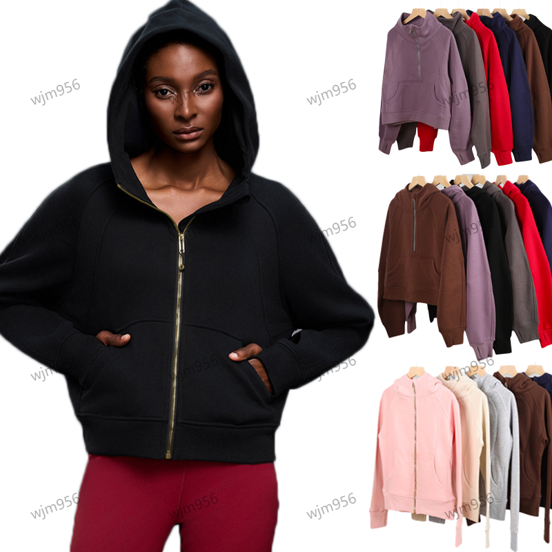 Yoga Womens scuba full zip hoodie align scuba jacket loose long sleeve Autumn workout clothes stand collar top sportswear gym clothing women sweatshirt active wear