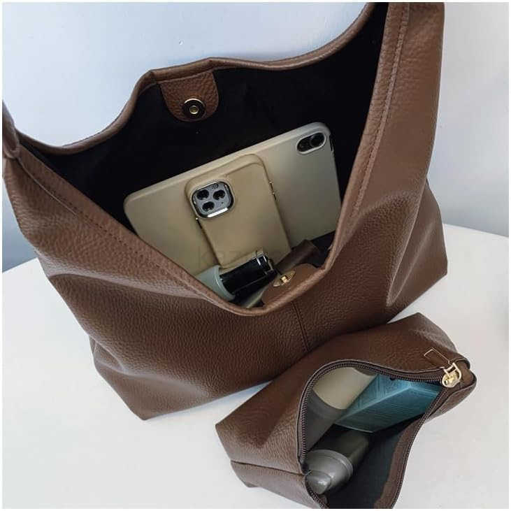 Women Slouchy Tote Bag Soft Casual PU Leather Shoulder Purses 2pcs Work Everyday Handbags Z250922