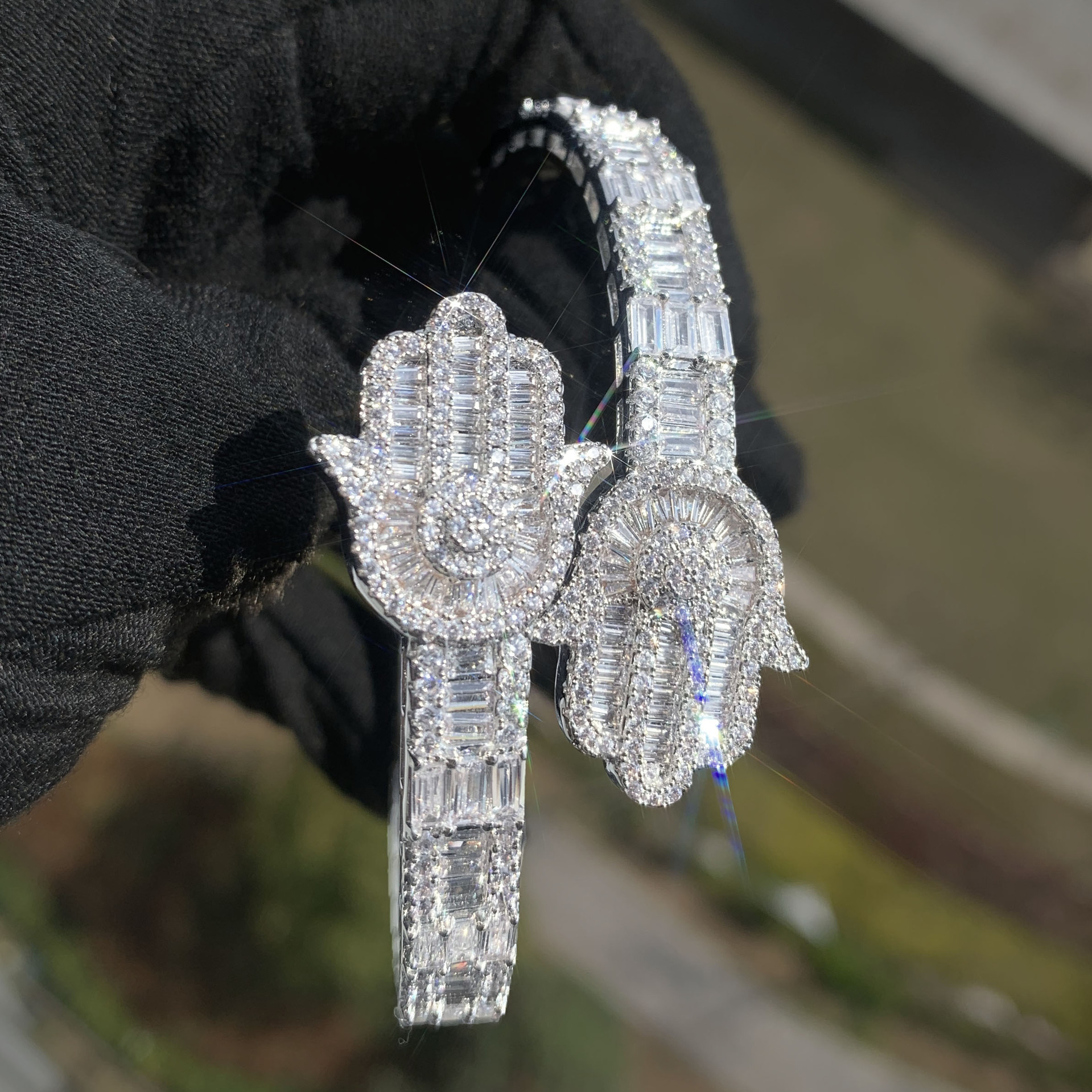 Hip Hop Hand Bracelet Cuff Bangle Bling 5A Cubic Zircon Real Gold Plated Women Men Jewelry