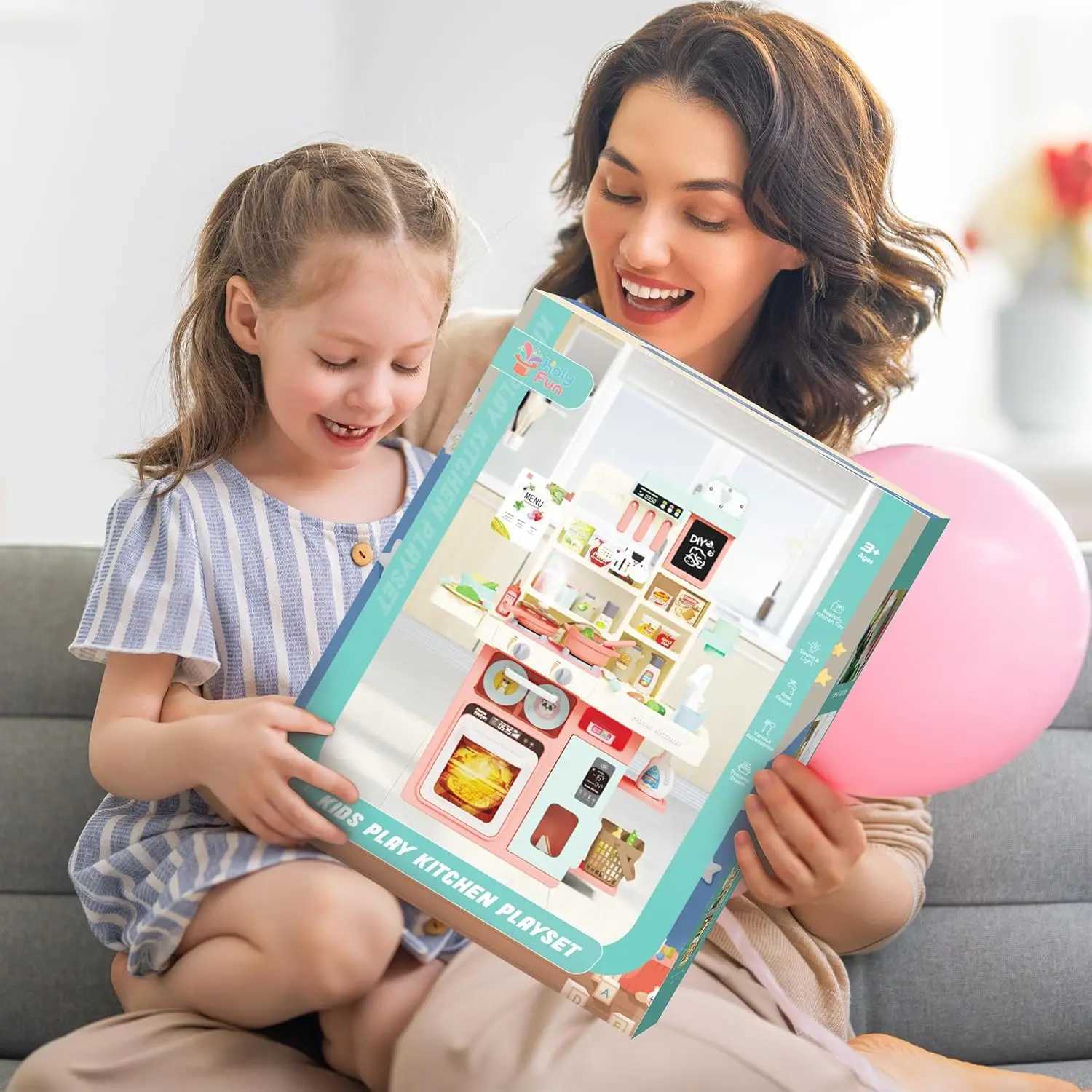 Kids Kitchen Playset Kitchen Set for Toddler with Sound and Light Cooking Stove with Steam Play Sink and Toy Kitchen Accessor C250922