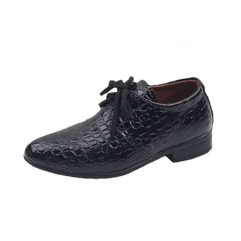 Boys Leather for Party Wedding Shows Catwalk Lace-up Classic Kids Fashion Casual Shoes Loafers Children Dress PU Low-heels J250625