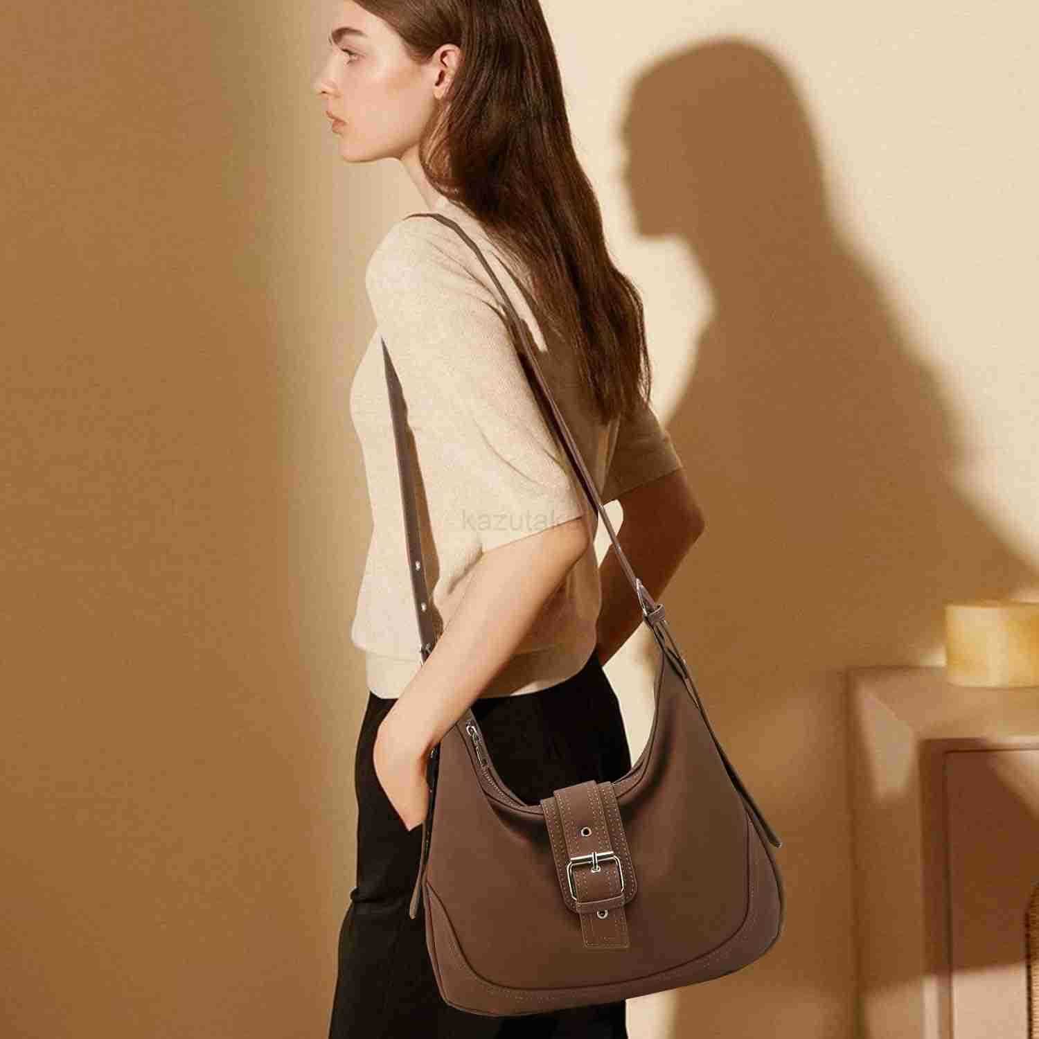 Shoulder Bag for Women Trendy Crossbody Bags Hobo Purse Vegan Leather Handbag with Adjustable Strap Z250922