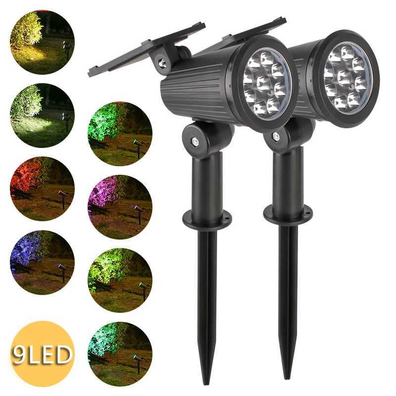9 Led Solar Powered Lamp Adjustable Spotlight In Ground IP65 Waterproof Brightnes Landscape Wall Light Outdoor RGB Lighting C250922
