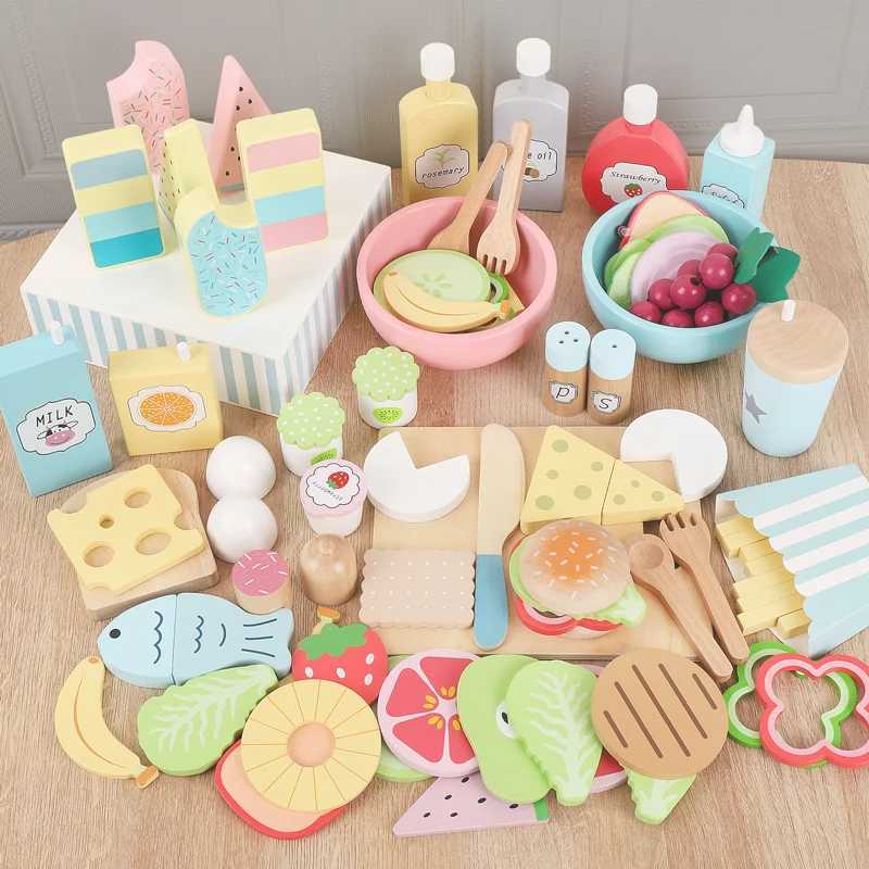 Wooden Food Creative Simulation Play House Fruits And Vegetables Kitchen Toys Desktop Decor Boys Girls Toy Cooking Set C250922