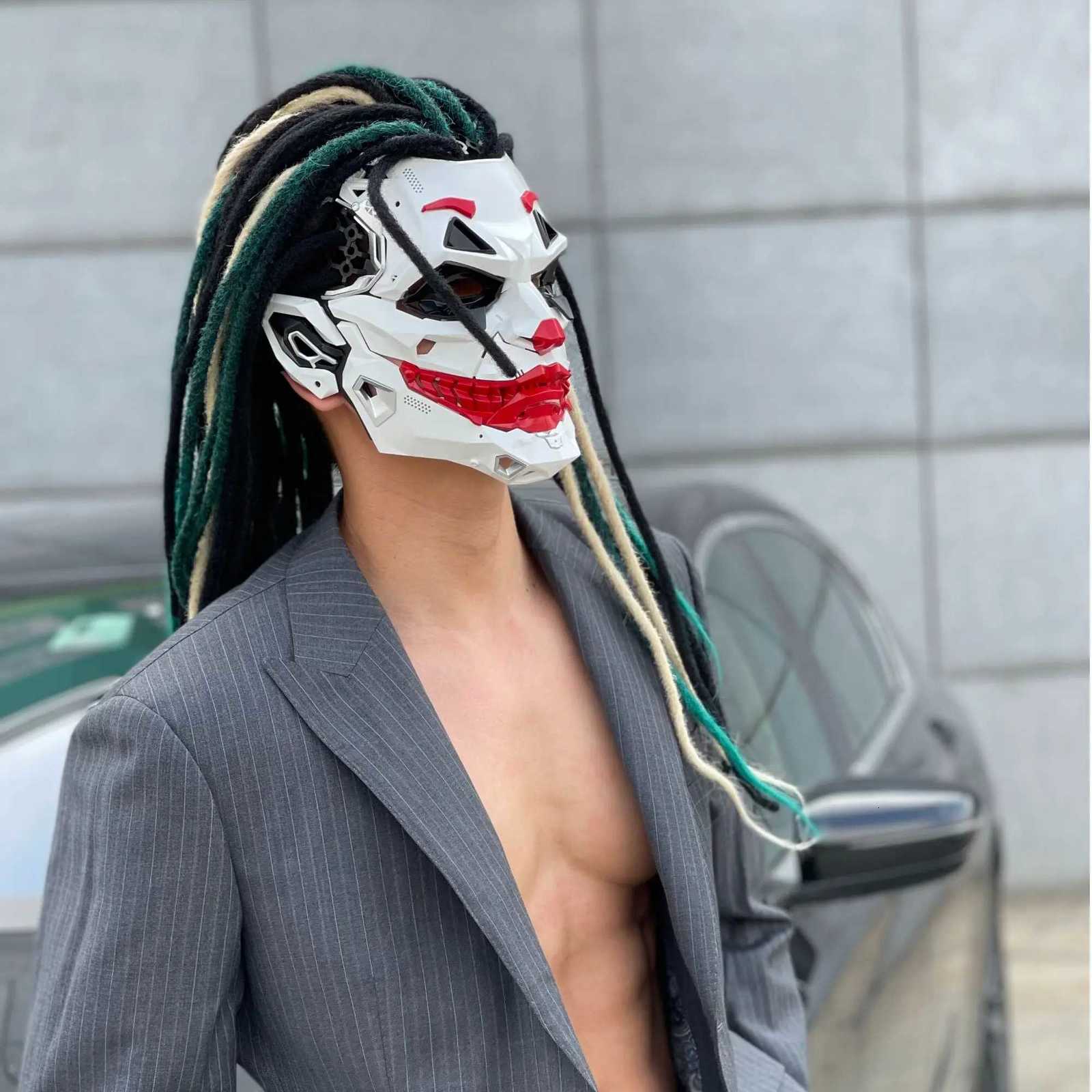 Joker Cosplay Resin Mask Cyberpunk Clown Braids 2D Anime RolePlaying Prop Cust Halloween Toy Gift for Fans And Collectors C250922