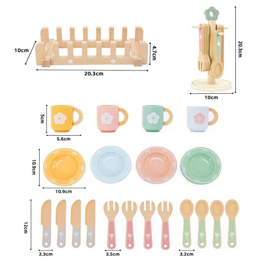 Baby wooden toy Kitchen toy wooden tableware set toy baby role play Educational Cosplay preschool toy gifts for kids C2509221