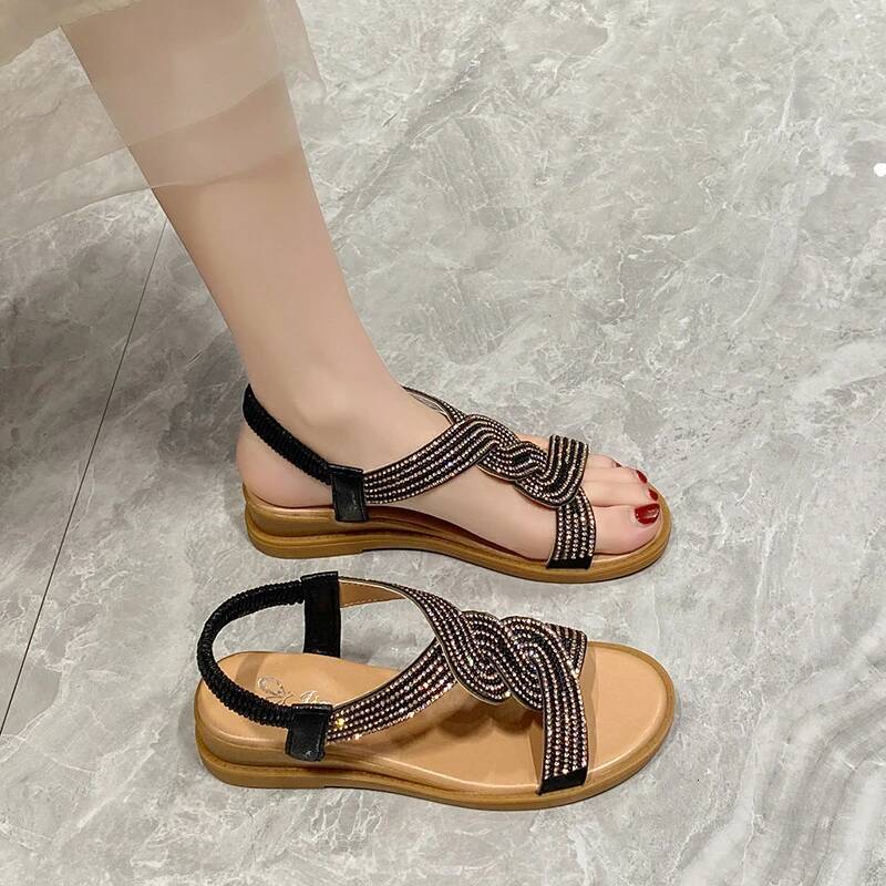 2024 Summer New Designer Platform Sandals Women Fashion Casual Roman Shoes Female Solid Color Crystal Sandalias Mujer ddmythur