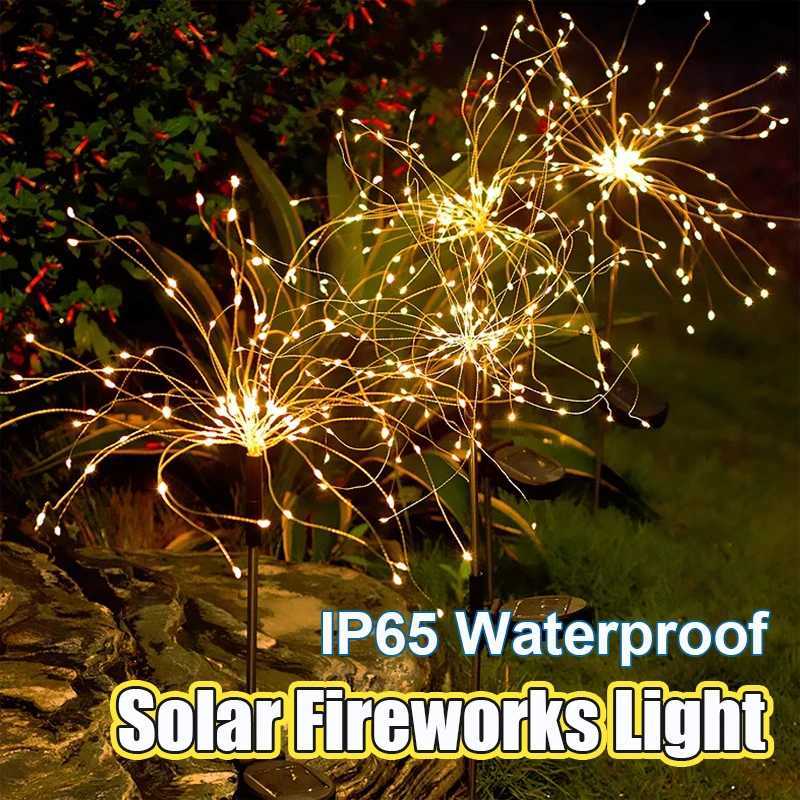 LED Solar Fireworks Light Garden Decoration 8 Modes Solar Powered Lamp Waterproof Lawn Lights Adjustable Outdoor Yard Lamp C250922