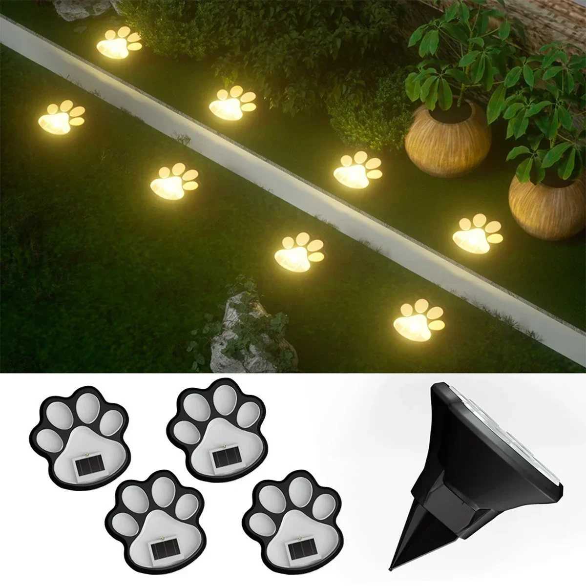 Solar Lawn Light Dog Paw Footprints Stairs Light Outdoor Waterproof Balcony Garden Fence Landscape Decoration Solar Powered Lamp C250922