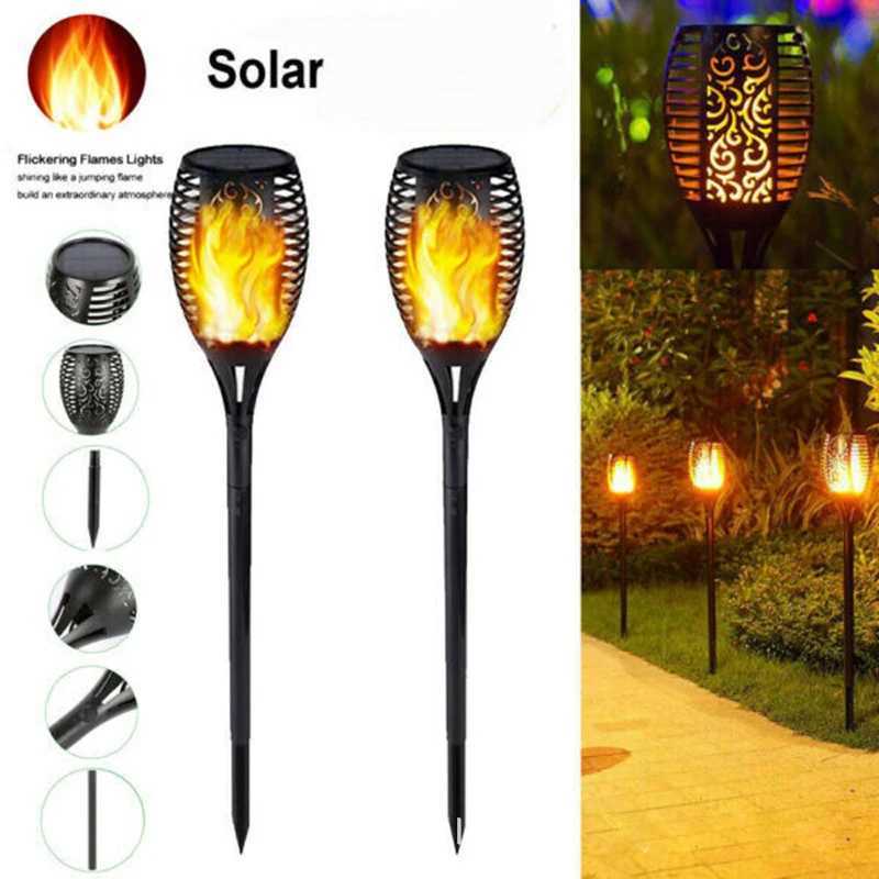 Solar Powered Lamp Simulation LED Flame Torch Lamp Waterproof Outdoor Lamp Garden Courtyard Floor Plugin Decorative Lawn Lamp C250922