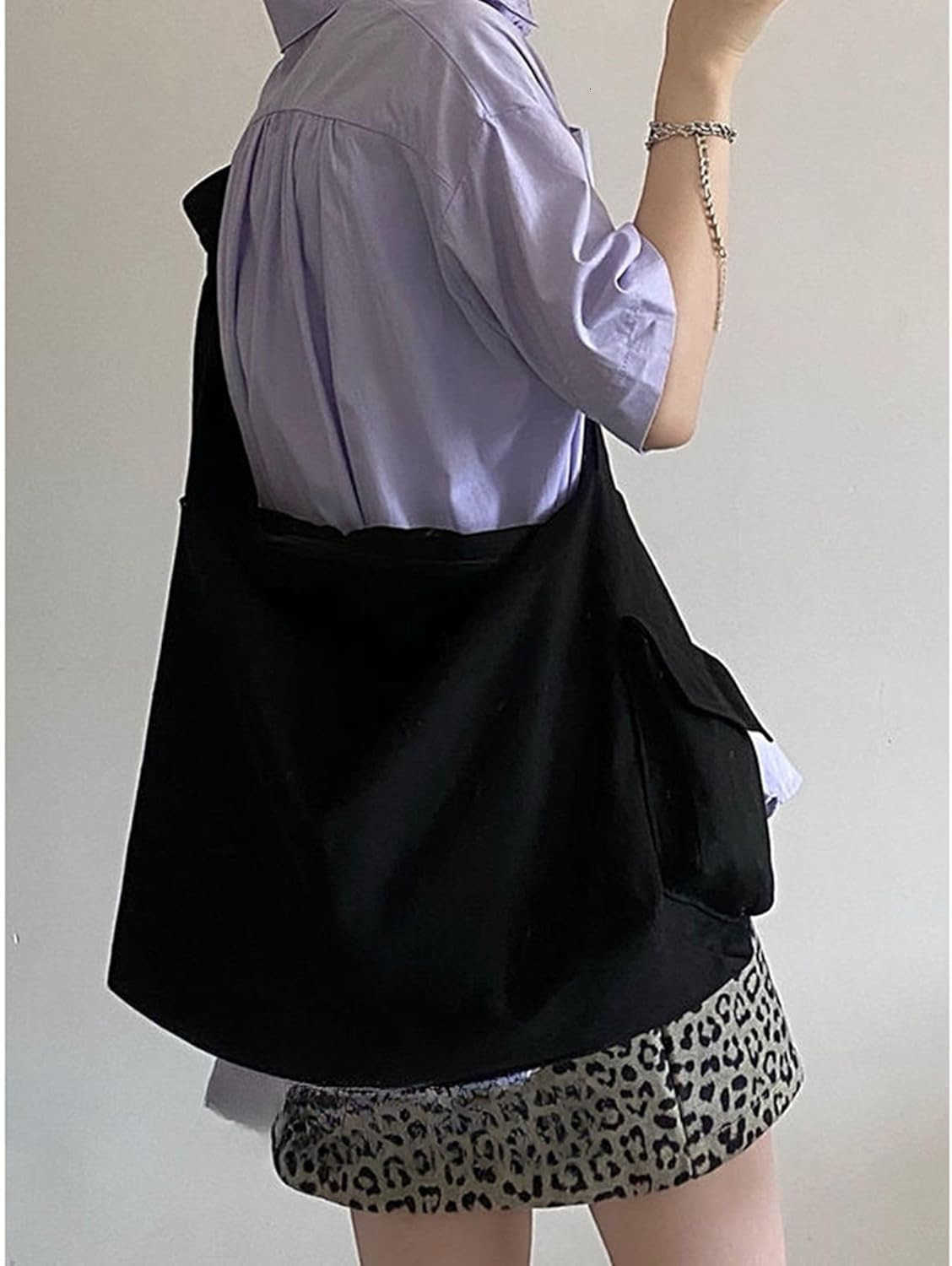 Canvas Crossbody Tote Bag for Women and Men Hobo Shoulder Bags Purse Black Beige Multipocket Casual Messenger Bag for Work Z250922