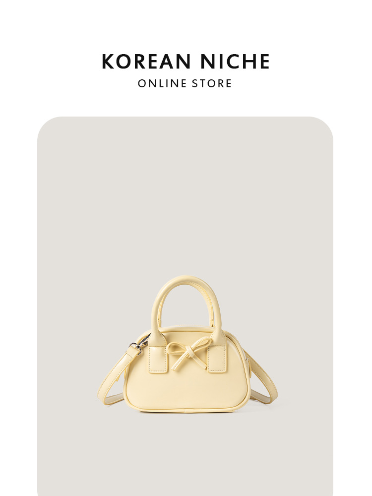 New Style Fashion Versatile Cute Bowknot Bowling Korean Version Niche Design Women's Handbag Shoulder Crossbody Bag