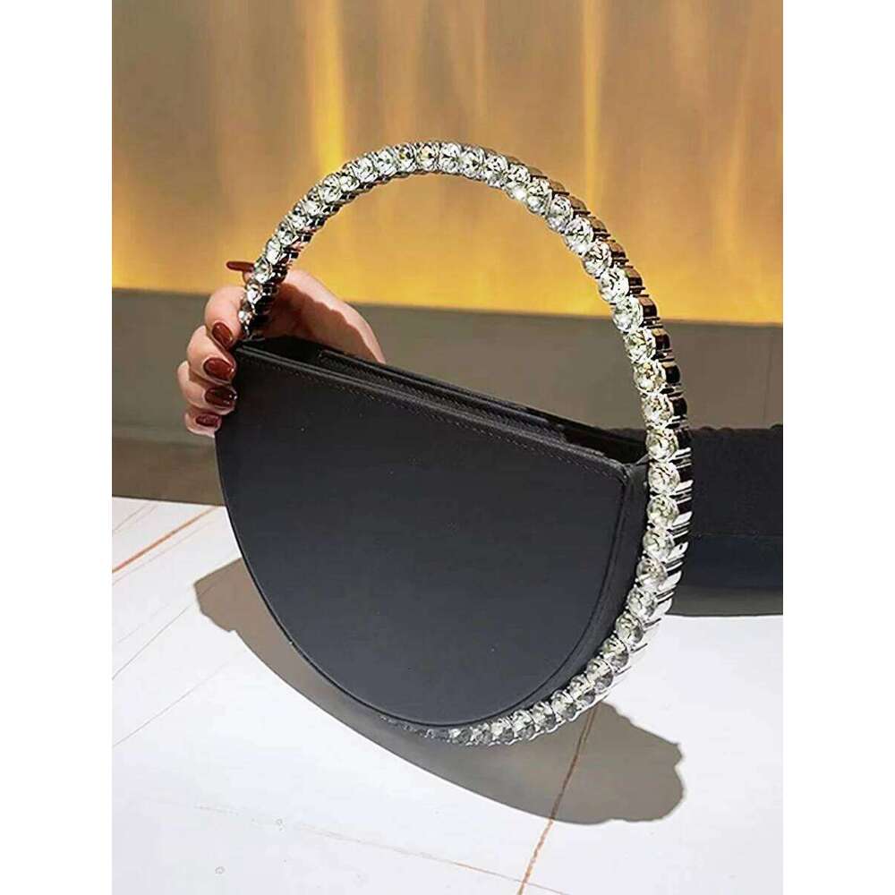 Designer Luxury Rhinestone Round Ring Evening Bag Trendy Faux Leather Clutch Purse Women S Elegant Handbags For Party Prom Wedding Sac Luxe