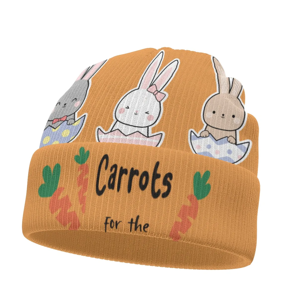 DHgatepod All Over Print Beanie - Double Sided Pattern, Foldable Brim, 100% Polyester Skull Cap for Winter Warmth & Fashion