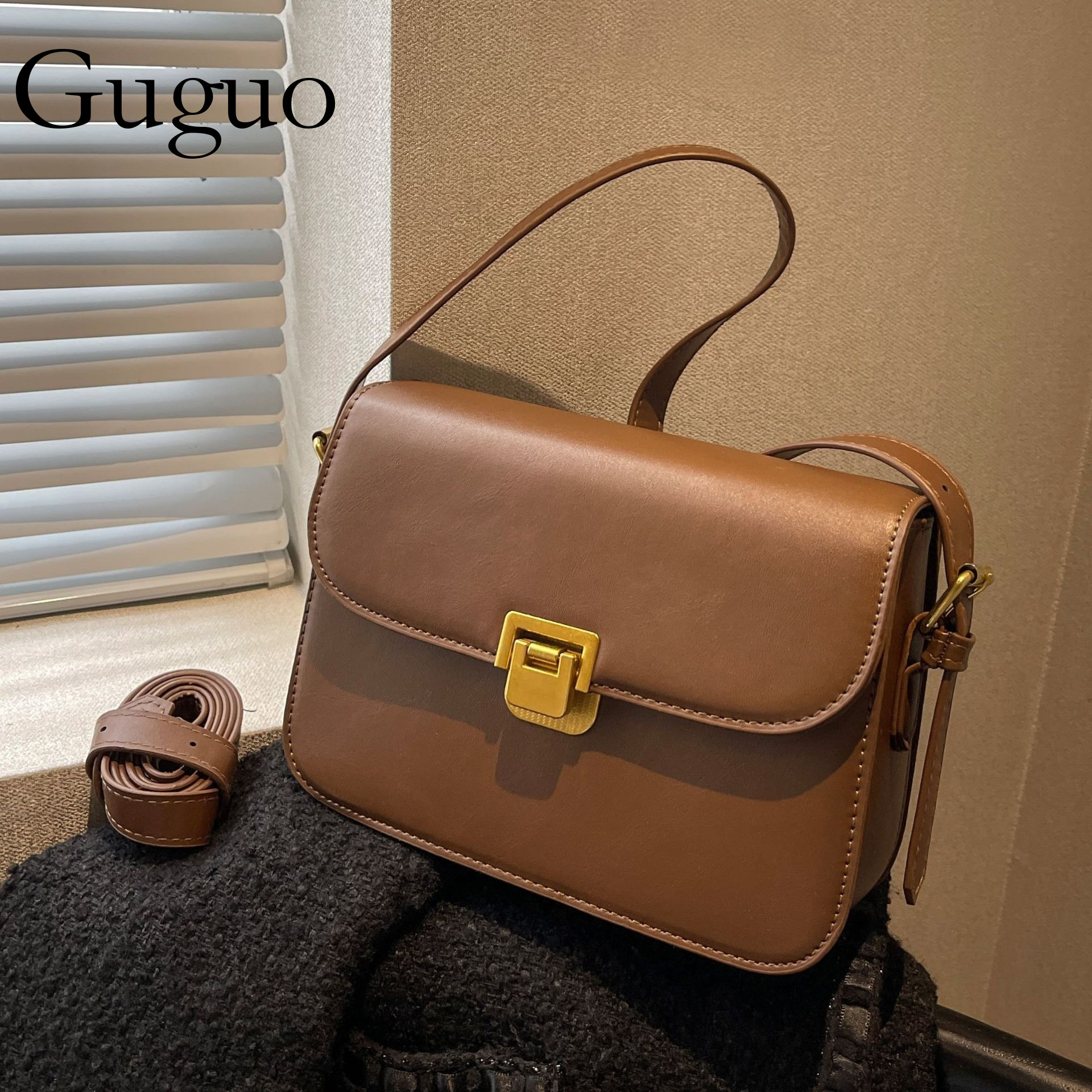 Guguo Designer Bag High-end Small Bag For Women 2025 New Trendy Luxury Bag Fashion Textured Niche Popular Crossbody Bag Ladies Shoulder Small Square B