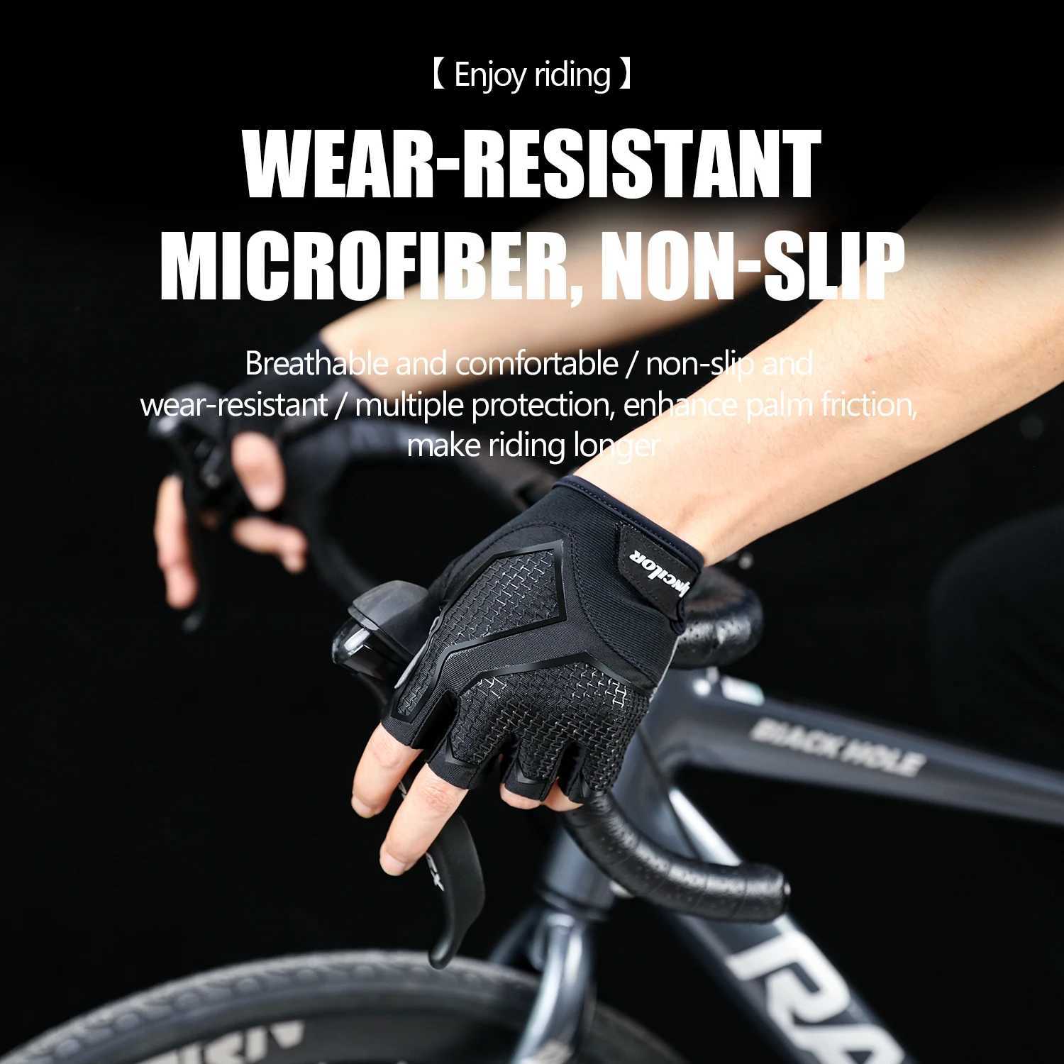Summer HalfFinger MTB Cycling Gloves Black Liquid Silicone ShockAbsorbing Breathable Wearresistant Sports Bike Fitness Gloves J250922
