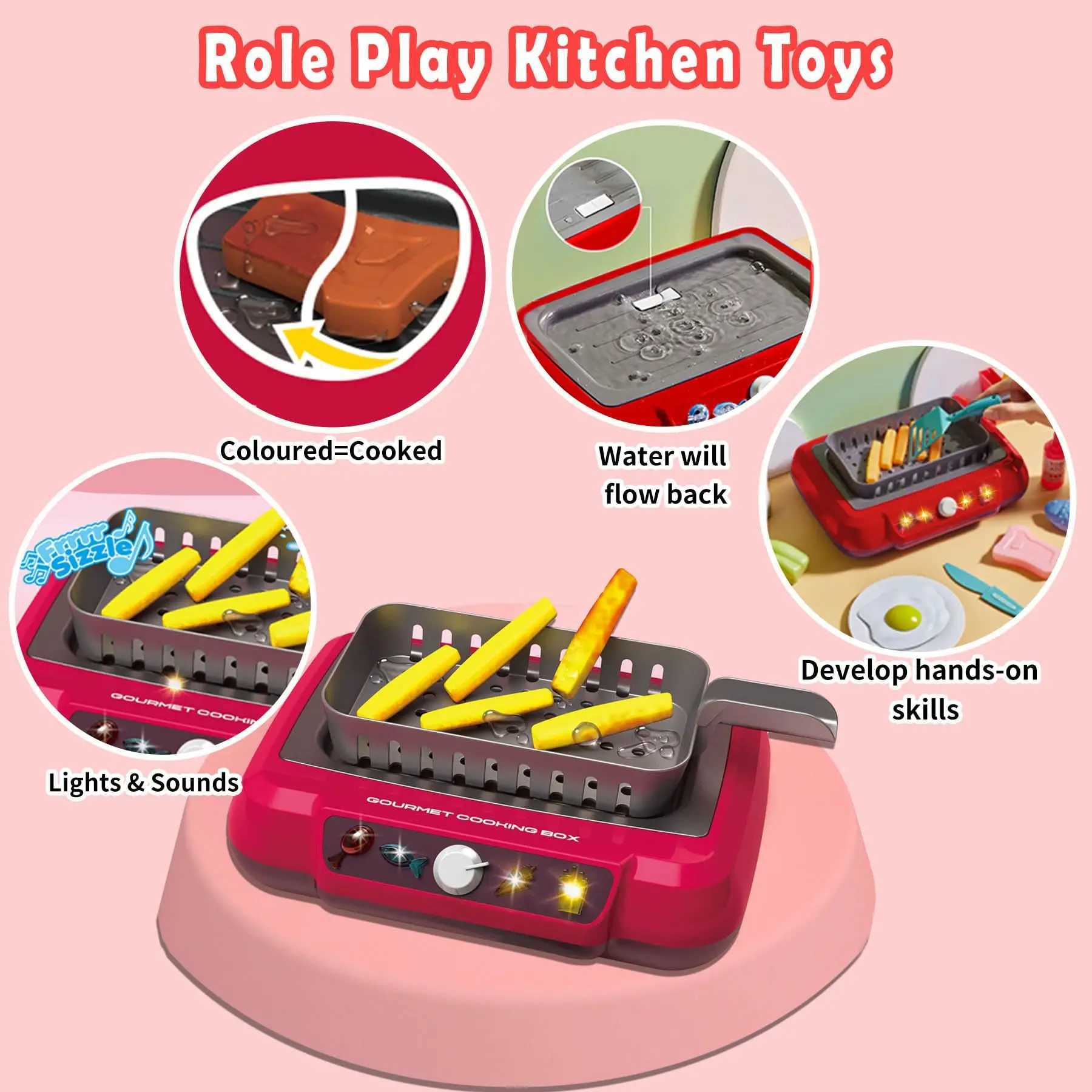 20Pcs DIY Kitchen Cooking Toy Set With Sound Light Color MultiFunctional Induction Childrens Play House Food Toys Gifts C250922