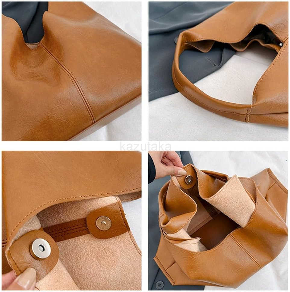 Women Tote Bag PU Leather Crossbody Bag Soft Shoulder Purses Handbags Large Capacity 2pcs B Black Z250922