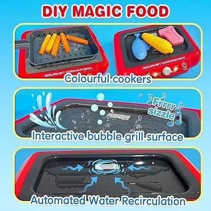 Color Changing Kids Food Fryer Pretend Play Toys for kids 3 Gourmet Cooking Box toys gift for boys and girls C250922