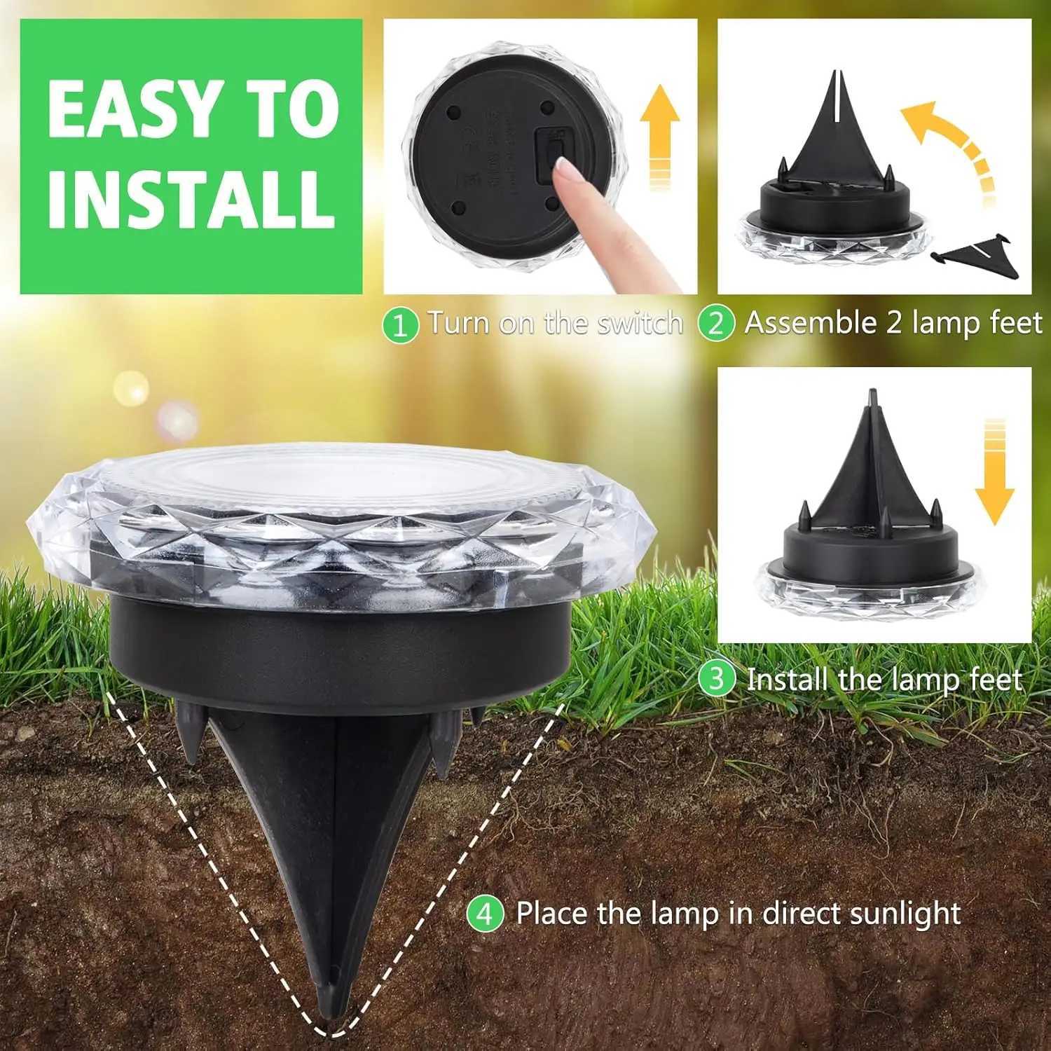 48PCS Solar Lawn Lights Outdoor 8 LED Solar Underground Lamp Waterproof Solar Buried Light for Garden Patio Pathway Landscape C250922
