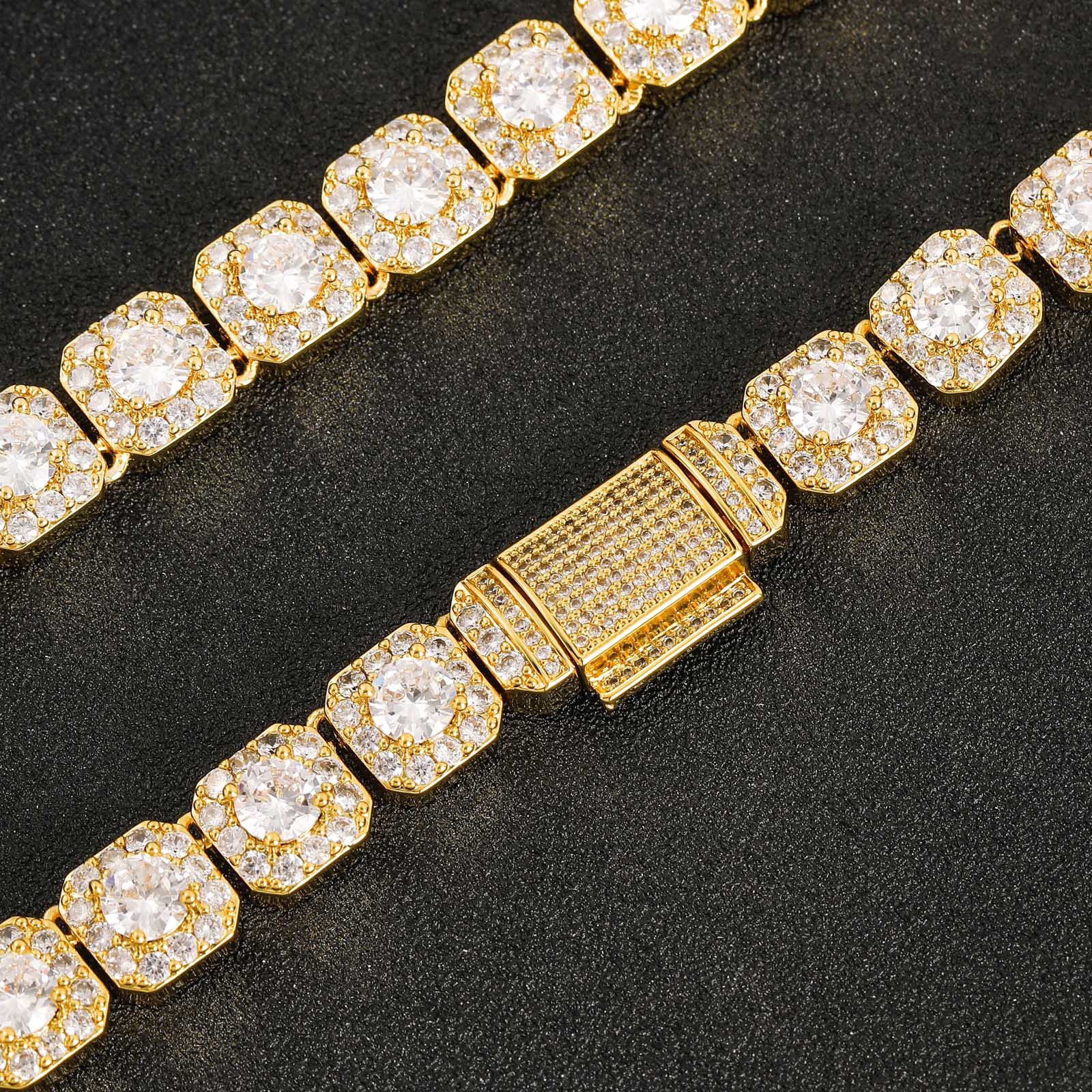 New Full Dia 10mm Large Zircon Ice Sugar Chain Bracelet Personality Hip Hop Trendy Men's Versatile Jewelry - view 5