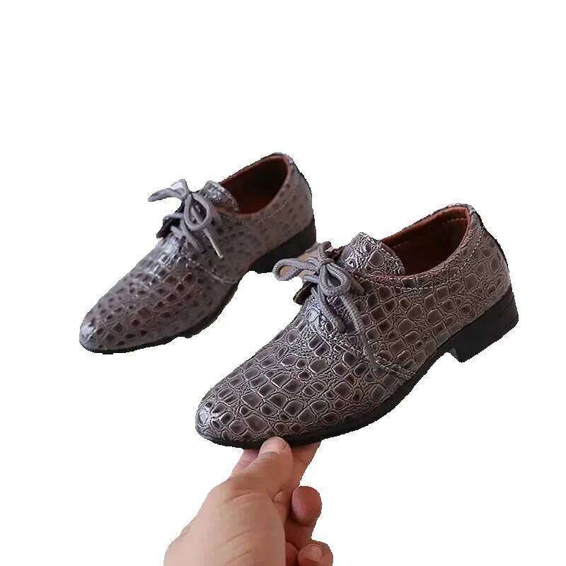 Boys Leather for Party Wedding Shows Catwalk Lace-up Classic Kids Fashion Casual Shoes Loafers Children Dress PU Low-heels J250625