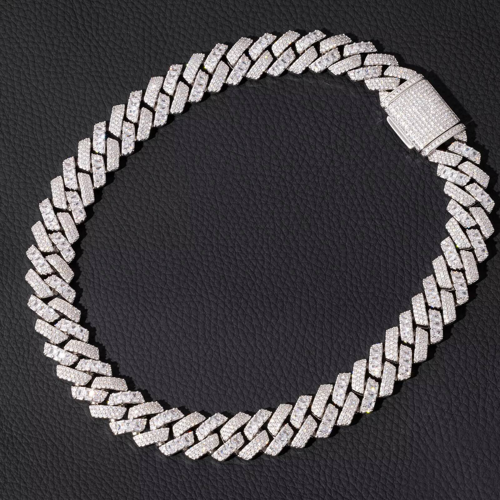 Top Icy 18mm Mix Style Cuban Link Chain Box Clasp Luxury Man Hip Hop Necklace Bling Square Mix Round Diamond Cuban Necklace