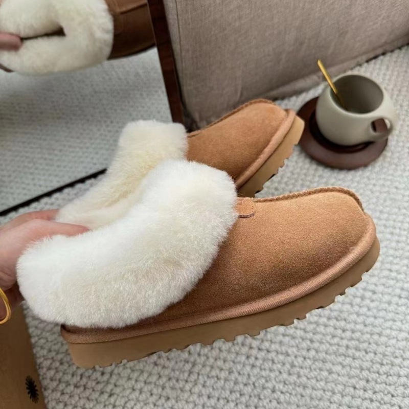 2025 Women's Thin Sole 'Tact' Ankle Snow Boots Genuine Leather Wool Plush Lined Slip-On Thermal Non-Slip Winter Shoes