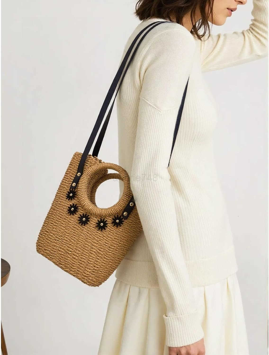 Small Beach Purse Straw Bag Vacation Handbags Summer Woven Straw Purse Tote Bucket Shoulder Bag Cute Purses For WomenZ250922