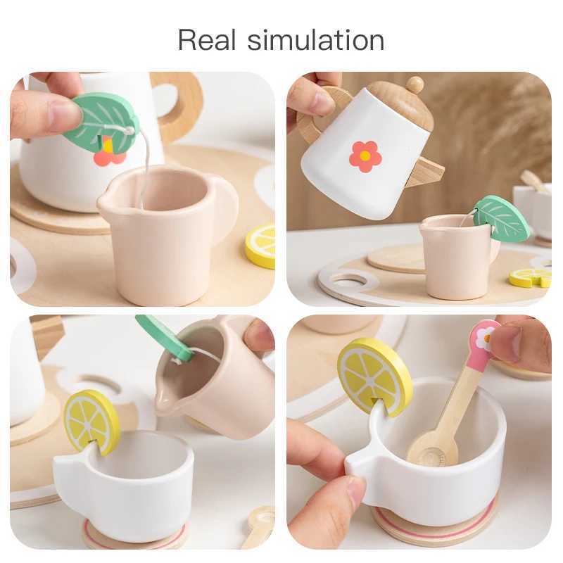 Kids Pretend Play Toys Popular Kids Kitchen Toys Realistic Wooden Tea Set Party Toy Set C250922